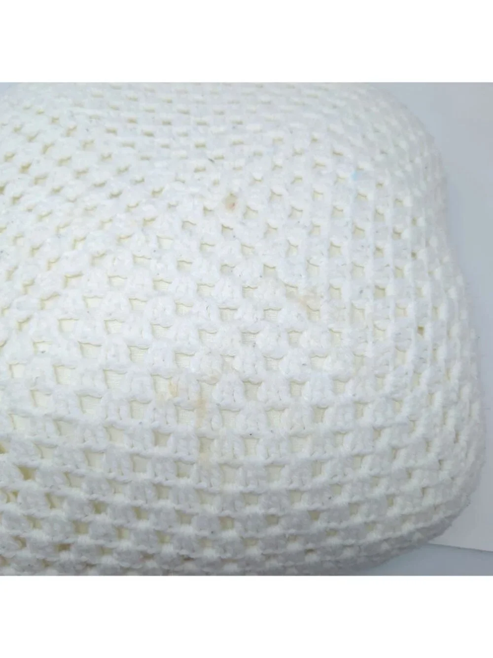 Crochet Pillow Square White Cottagecore Floral Hand
